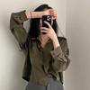 Damen Retro Modische Vielseitige Frühling Sommer Einreihige Bluse Einfarbig Kurzes Hemd Tops