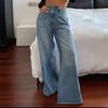 Jeans dritti a vita alta da donna, pantaloni casual larghi in denim, pantaloni da strada per tutti i giorni