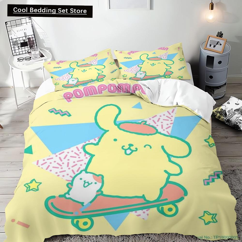 Duvet Cover Pompompurin Bedding Set Pillowcase Quilt Cover Bedding Set Children's Gift 2pcs/3pcs Full Size Single Double