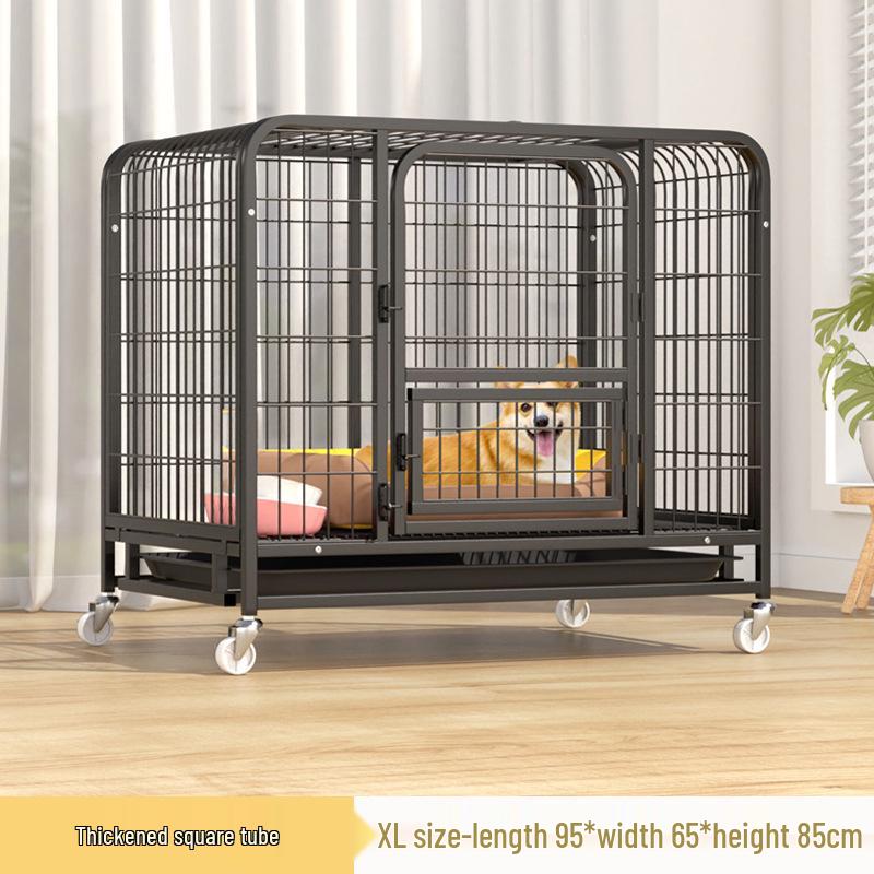 Medium & Large Dog Indoor Kennel with Full Square Tube Design and Built-in Toilet