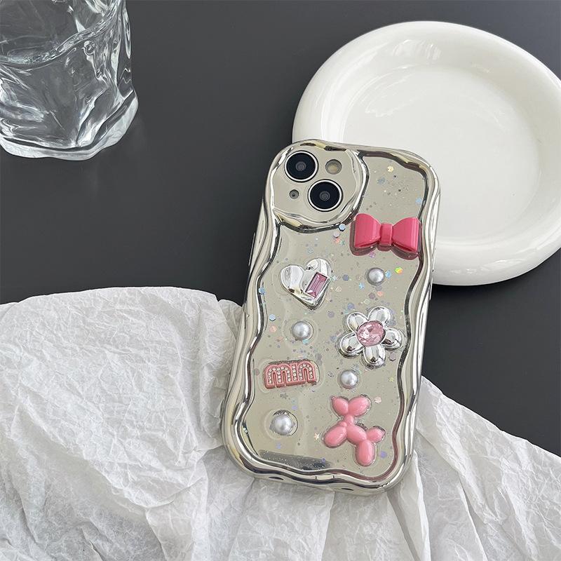 

Bow Rhinestone Flower Phone Case for IPhone17Promax All-inclusive for Apple 14 Anti-fall Star Pearl For iPhone 17Promax