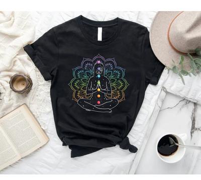 New T-Shirt Seven Chakras Shirt for Meditation, Mandala Deep Meditation Shirt Fo