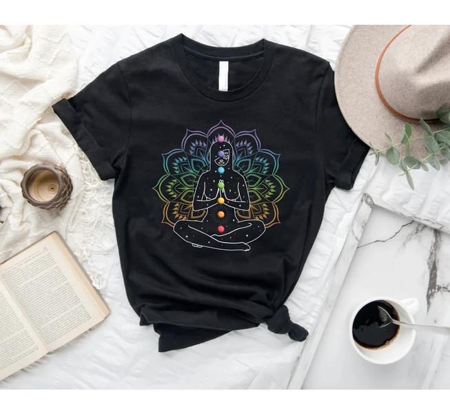 

New T-Shirt Seven chakras shirt for meditation, Mandala deep meditation shirt fo 4XL
