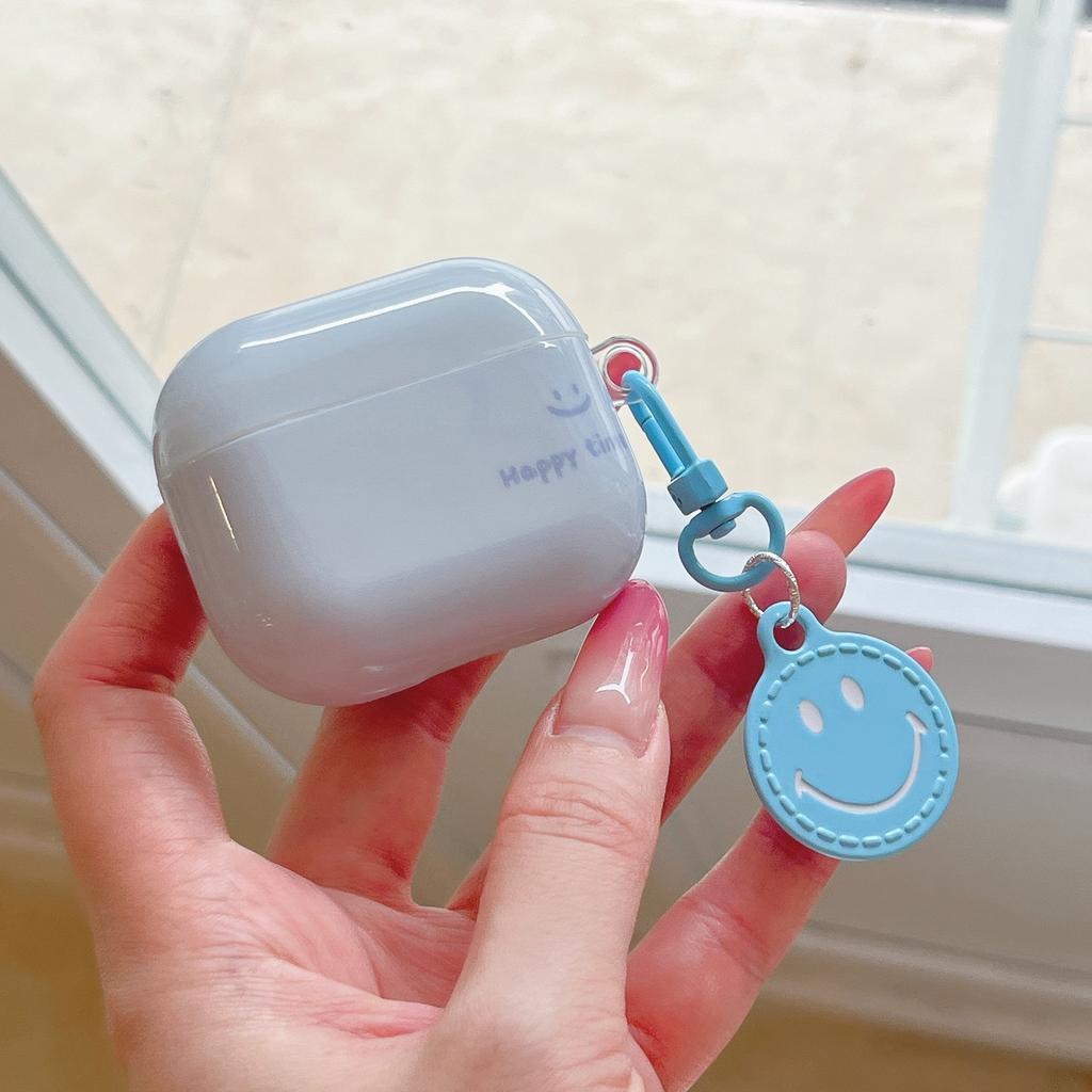 Simple solid color smiley face for AirPods 1 /1 protective case pro1 apple bluetooth 1/1 generation earphone case pendant
