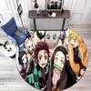 Classic Japanese-style Cartoon Demon Slayer Round Rug, Home Soft Decorative Anti-slip Yoga Mat and Chair Mat, Outdoor Floor Mat Carpet K23