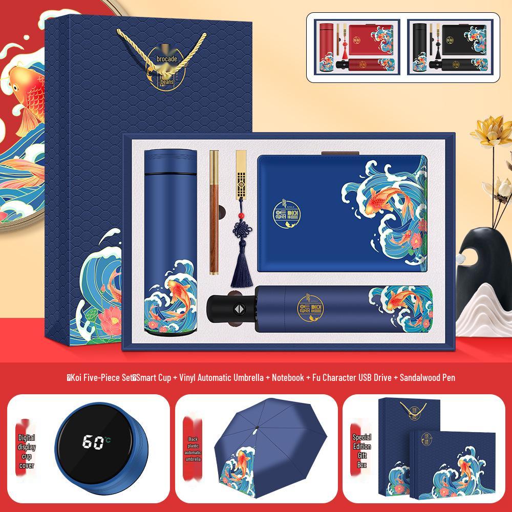 High-End Dragon Boat Festival Thermos Gift Set - Luxurious Business Souvenir for Anniversaries and Events