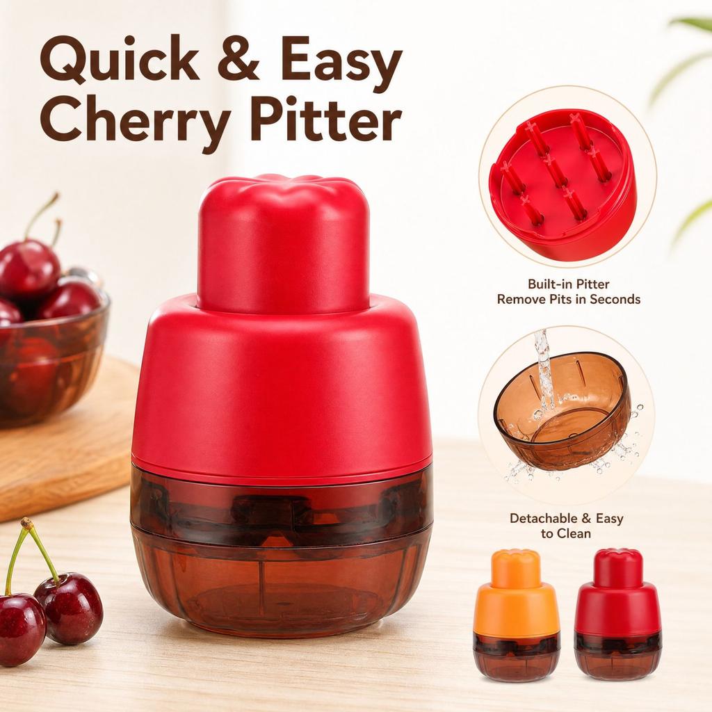 7-Hole Press Pitter Tool, Manual Remover for and Dark Cherries