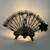 9 Inches Glowing Rose Lace Fan Anime Show Gothic Retro Flower Lolita Cosplay Accessories LED Black Rose Folding Fan Led Fans