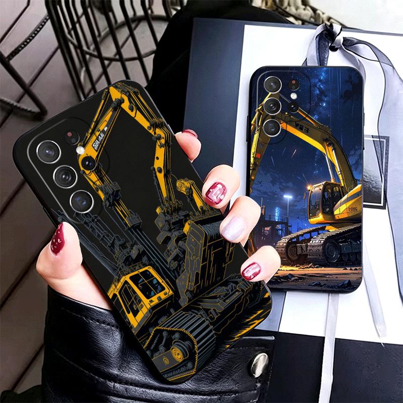 Excavating Machinery Cool Soft Phone Case for Samsung Galaxy S26 S25 Edge S24 Ultra S23 Plus S22 S21 FE S20 Black Cover Back She