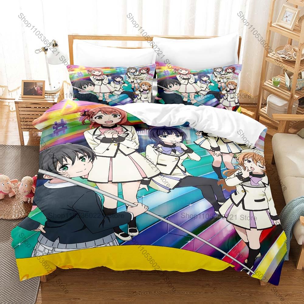 Colorful Group Graphic Love Live School Idol Anime Bedding Set Duvet Cover With 2 Pillowcases Teen Girly Bedroom Decor