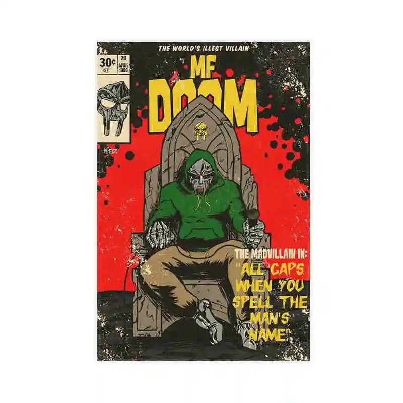 Rapper Hip Hop Rock Music Band MM Food Mask MF Doom Comic Album Poster Aesthetic Canvas for Wall Art Living Room Home Decoration