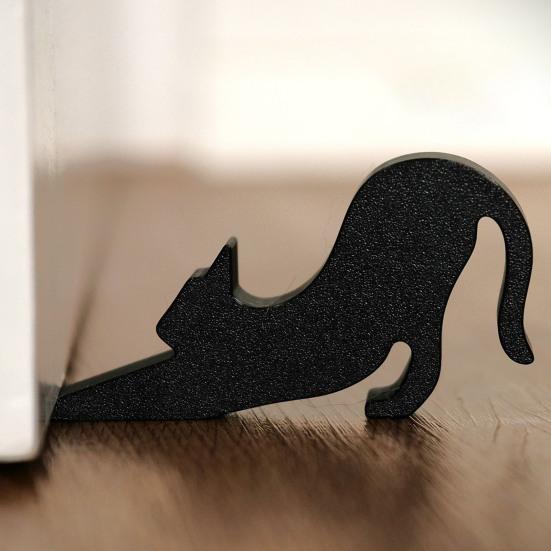Stretched Cat Door Stopper Wedge Anti-slip Windproof No Drilling Anti-collision Carpet Tile Concrete Wooden Floor Kitten Decorative Doorstop