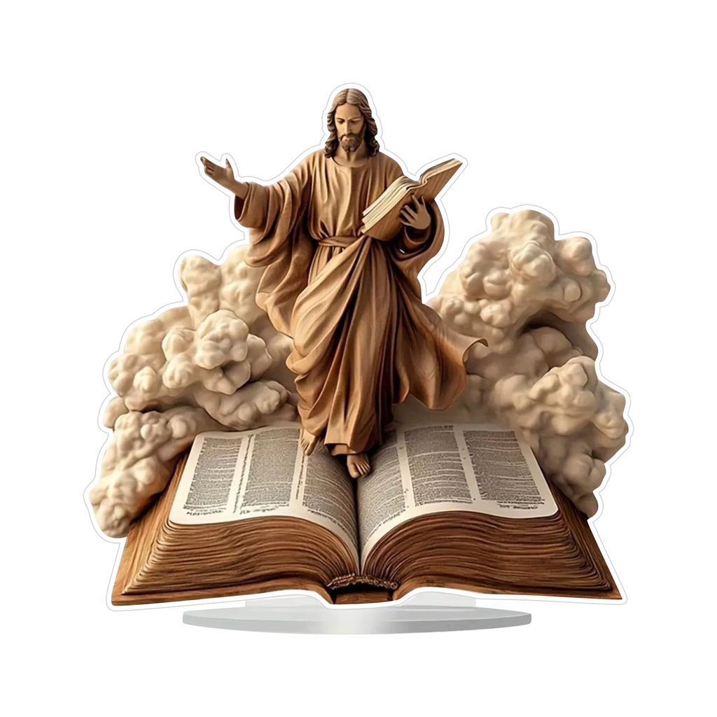 Jesus Ornament Sign Baptism Gift Sunday School Acrylic Nativity Saint Collection Home Decoration Book Bible 2D Flat
