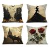Retro Halloween Cushion Pillowcase Printed Polyester 45x45cm Throw Pillowcover Decorative Sofa Cushion Pillowslip Home Decor