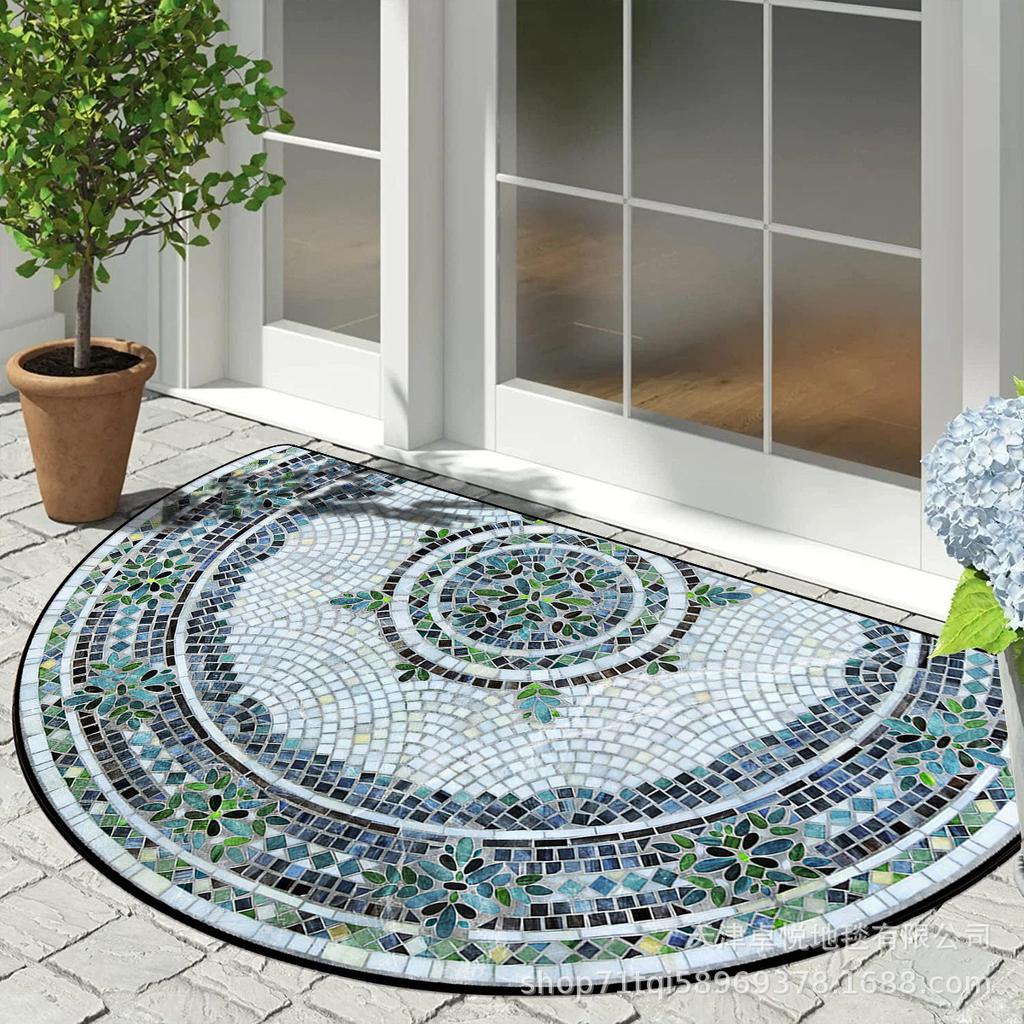 WTEMPO Half Circle Carpet Entrance Mat Dustproof and Dirt Resistant Mat