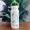 Insulated Water Bottle Floral Printed Stainless Steel Leak Proof Reusable for Office Women Girls Daily Drinking