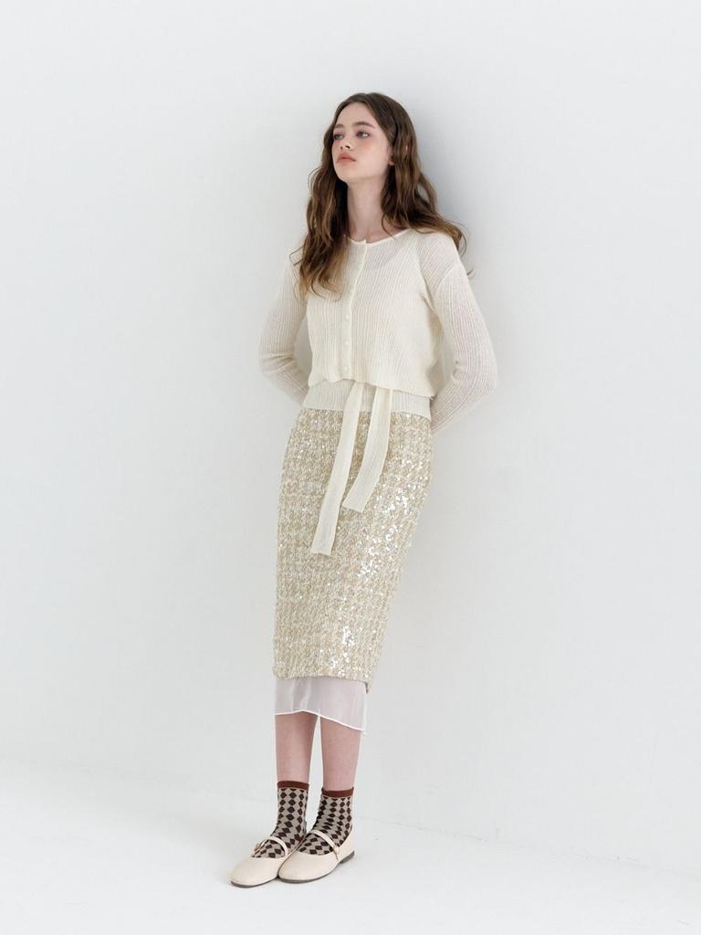 Fabric Seoul Wool Tweed Spangle Skirt