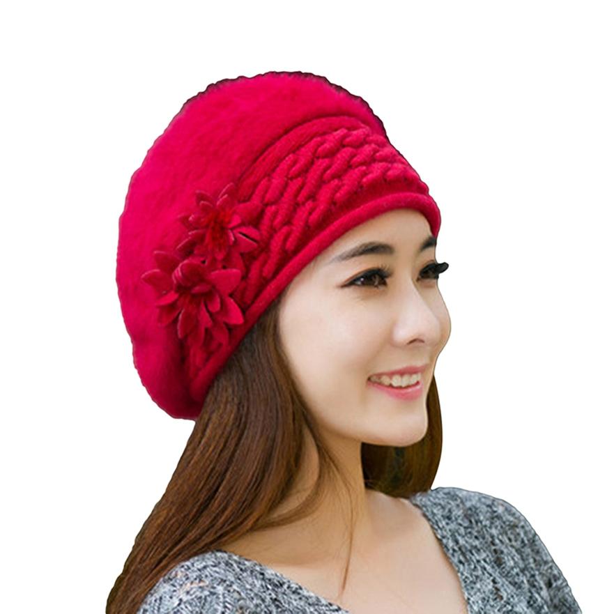 Cappello Invernale Da Donna In Lana Con Motivo Floreale – Berretto Caldo E Pieghevole, Taglia Unica 56-58 Cm - 3