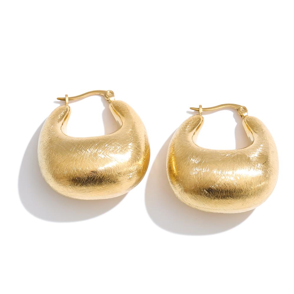 

Yhpup Personality Stainless Steel Chunky Hoop Earrings for Women 14K Gold PVD Plated Geometric Daily Casual Jewelry High Quality