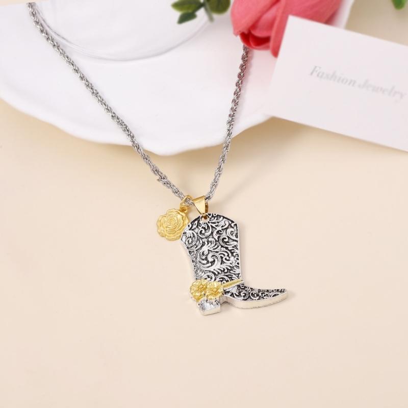 Western Cowgirl Riding Fashion Jewelry Versatile Cowboy Boot Earrings/Necklace Accessory for Casual or Dress Looks