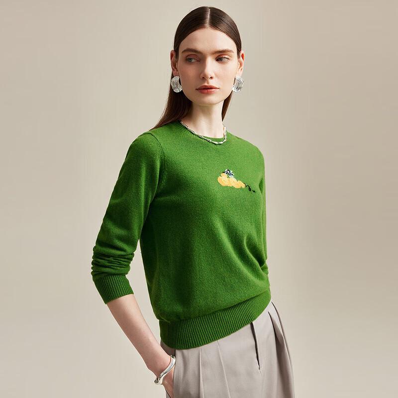 Zhaojun Women's Solid Color Round Neck Cashmere Sweater