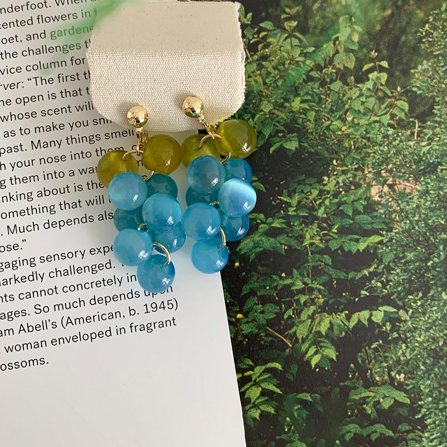 Mori Silver Needle Resin Grape Stud Earrings Summer Pastoral Wind Sweet Small Fresh Earrings Niche High-end Earrings Women