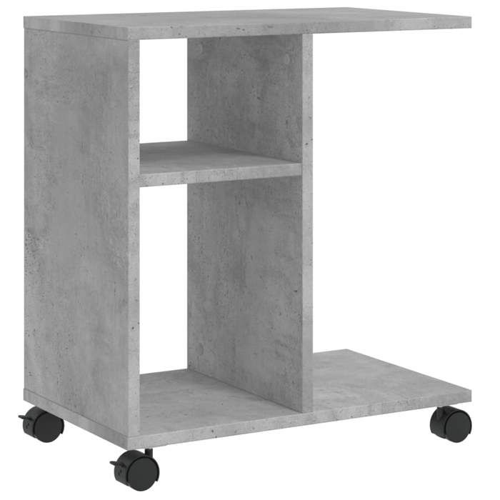 VidaXL Table d'appoint avec roues gris béton bois d'ingénierie, bout de canapé, table de canapé, table de salon, table 840572