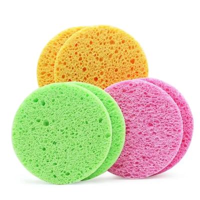 5Pcs Face Round Makeup Remover Tool Natural Wood Pulp Sponge Cellulose Compress Cosmetic Puff Facial Washing Sponge