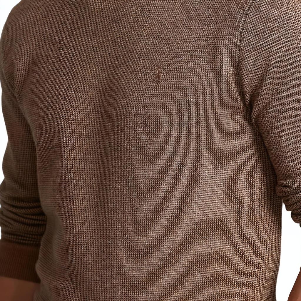 Polo Ralph Lauren Small Pony Logo Embroidered Crew Neck Knit Sweater Men Sweater Dark-Camel MNPOSWE16820803-201