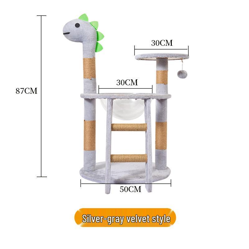 Velvet Cat Tree: Large Climbing Frame & Bed for Cats and Kittens, Space-Saving Design for All Seasons