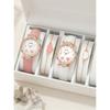 Light Luxury Women's Watch Set, Rose Gold Case with Diamond Bezel, Simple Casual Belt Watch