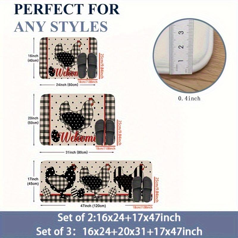 1Pcs Farmhouse Rooster Hen Pattern Floor Mat Modern Kitchen polyester Rug Non-Slip Colorful Indoor Carpet, For Home Bathroom Bedroom Living Room Decor