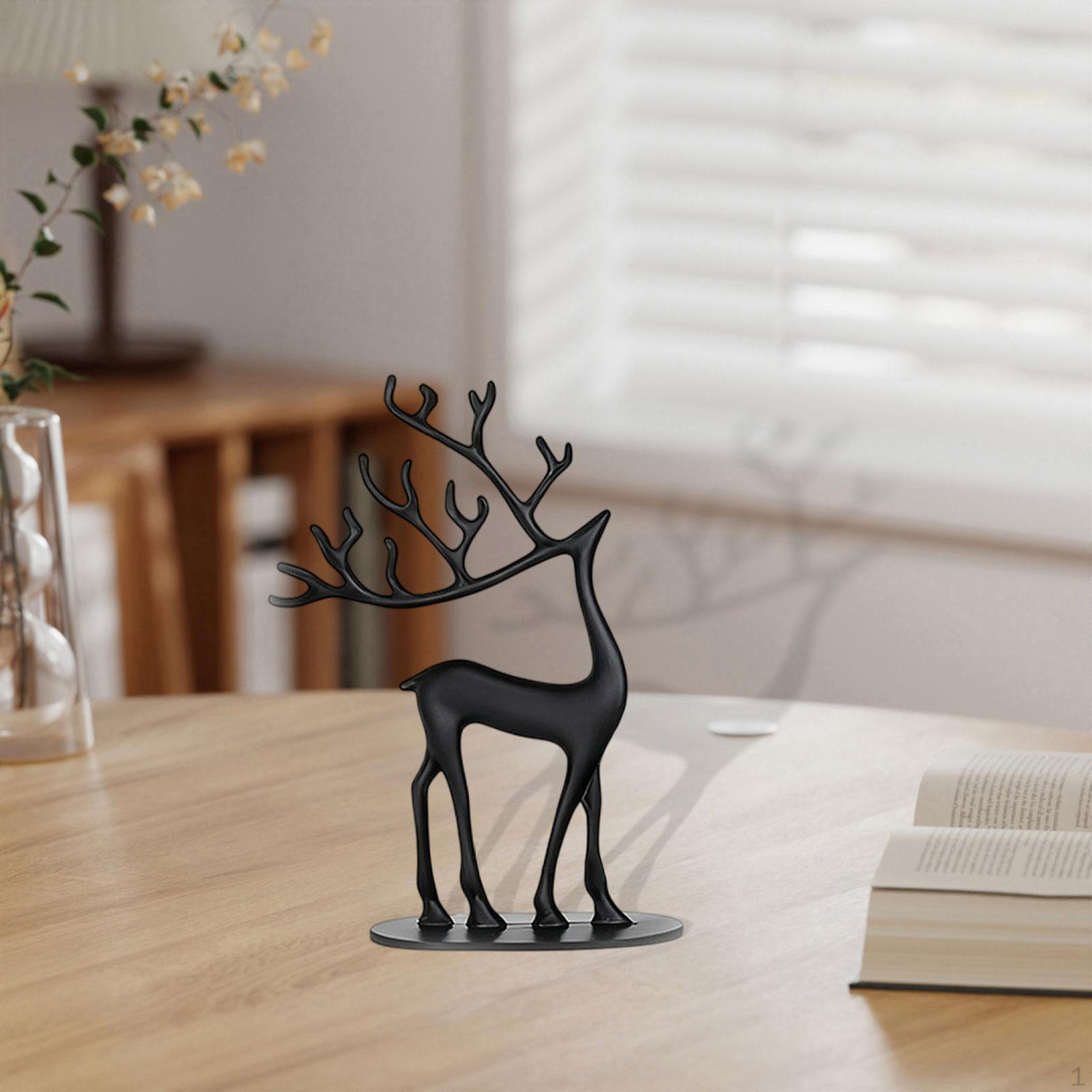Рождественский Декор Фигурка Оленя Статуэтка Оленя Рождественские Подарки Элегантный Современный Металл S Black
