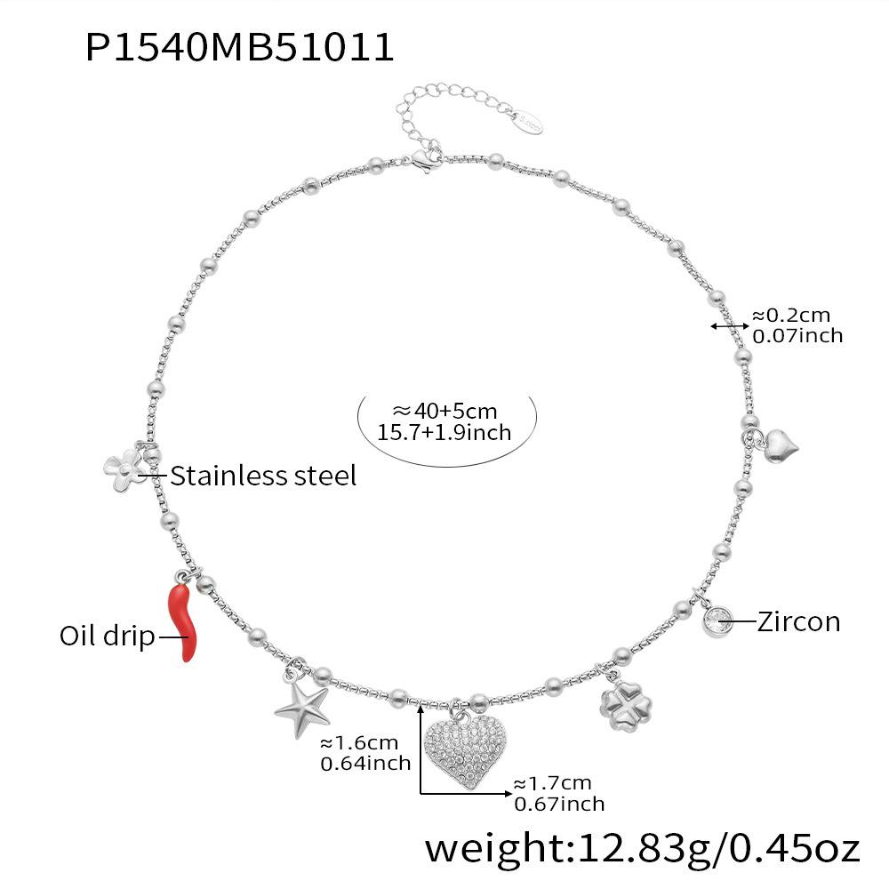 

Oumeka 18k Gold Plated Stainless Steel Heart Zircon Multi-Pendant Necklace