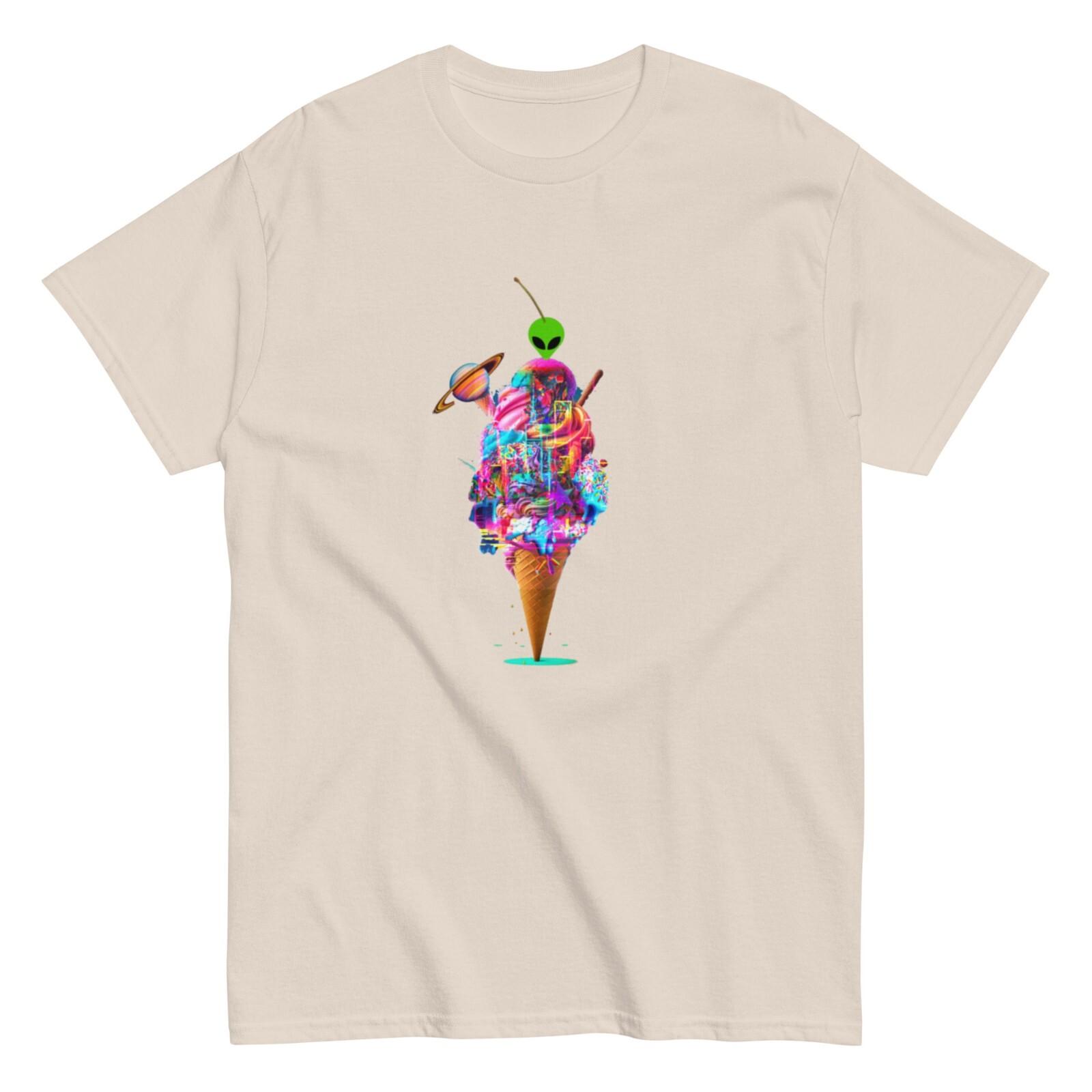 Trippy Ice Cream Glitch Graphic Art T-Shirt (Unisex) - Psychedelic Fashion Tee S
