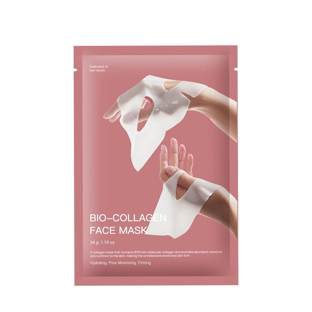 FACE MASK & NECK MASK 2 PCS , Hydrolyzed Collagen NECK MASK Set with FACE MASK Hyaluronic Acid & Peptide,Moisturizing Firming Masks for Crepey Ski