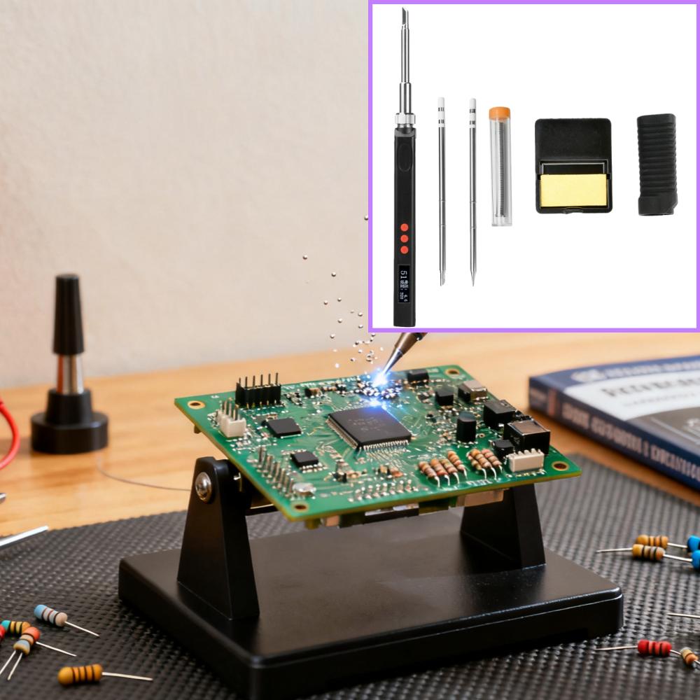 T12 OLED Soldering Iron Kit PD/QC Fast Charging Type-C/DC5521 Interface Smart Digital Display 180-450C Temperature Adjustable