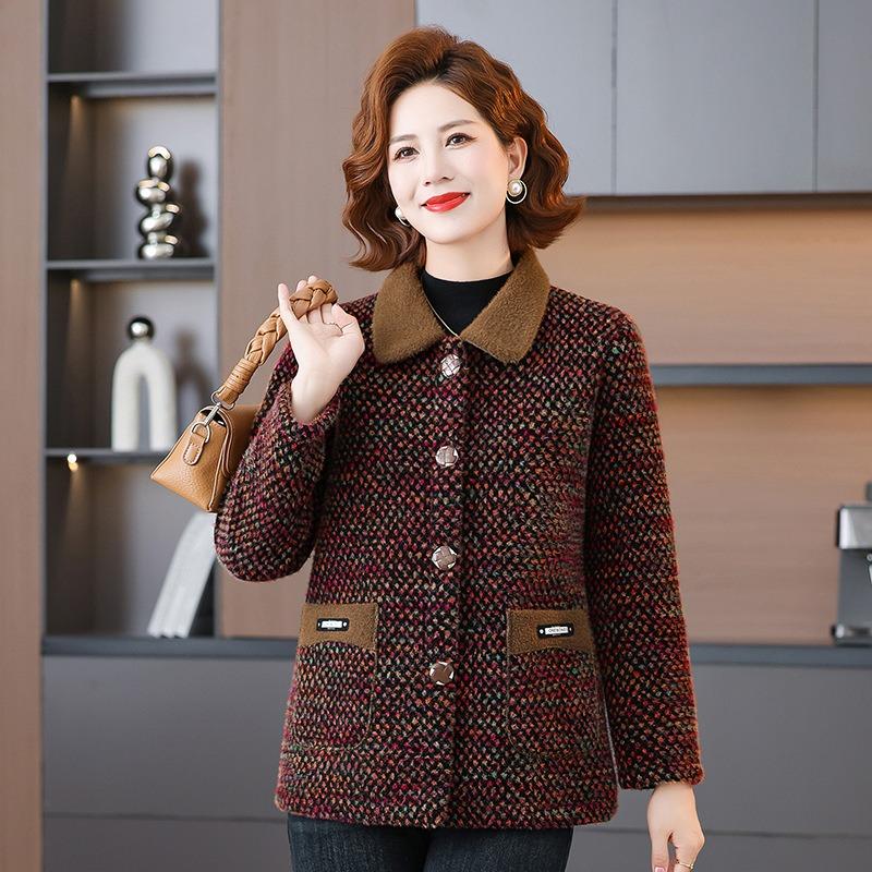 

Winter thickened woolen coat new women s clothing autumn and winter mink velvet thickened short cotton-padded coat 1XL [recommended 80-50kg]
