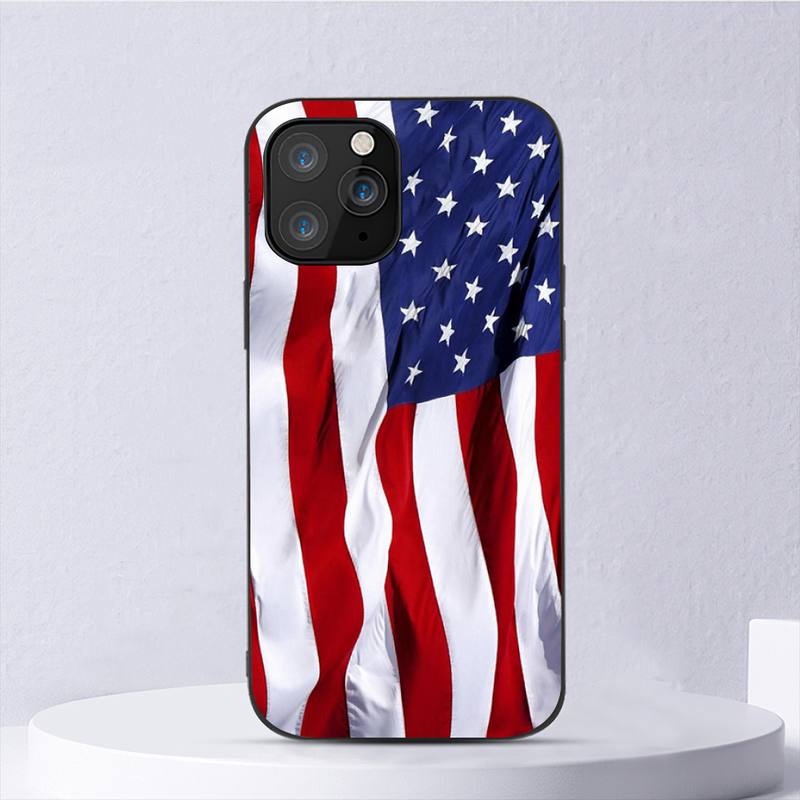 Etui na telefon z flagą USA dla iPhone'a 11 12 Mini 13 14 Pro Xs Max X 8 7 6s Plus 5 Se Xr Shell