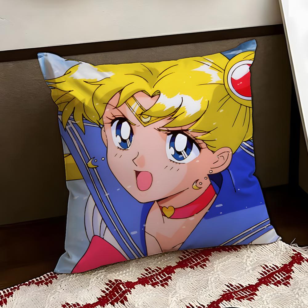 SSailor Anime MMoon Cushion Cover Reversible Soft Durable Pillow Cover Home Car MultiScene Use for Daily Comfort