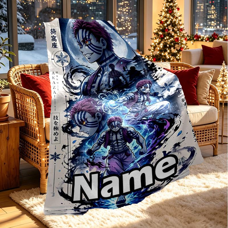 Custom Name Personalized Demon Slayer Print Blanket, Home Decor, Bedroom, Sofa, Camping, Couch, Gifts for Birthday ChristmasEnthusiasts