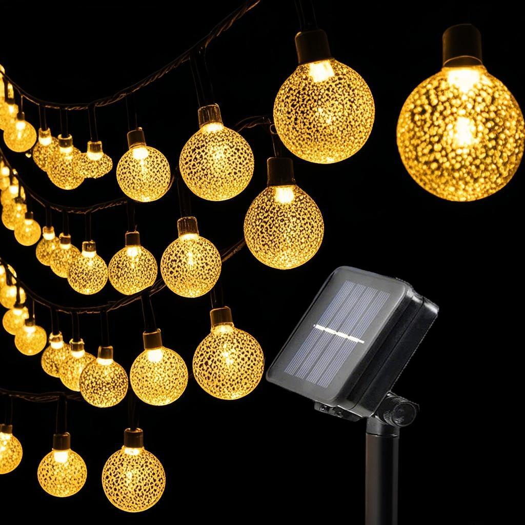 

Уличная водонепроницаемая IP65 солнечная гирлянда с 50 светодиодными хрустальными шарами, подвесные светильники для патио, заднего двора, крыльца, декора для вечеринок, кемпинга 5m 20led