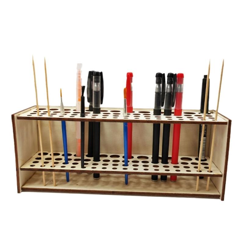 Sturdy Wooden Desk Accessory 71/14/67 Holes Pencil Hold For Office School Home Art Studio Organization