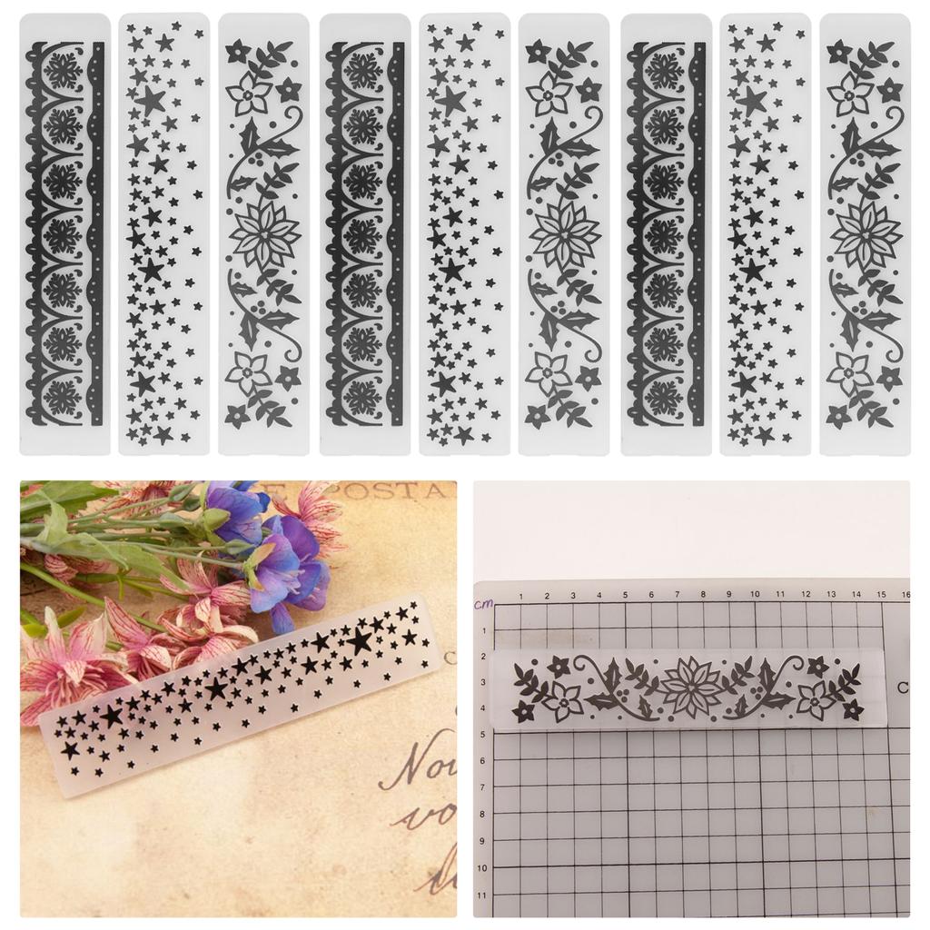 9Pcs Embossing Folder  Plastic ConcaveConvex Embossed Template Paper Crafts for Card Scrapbook