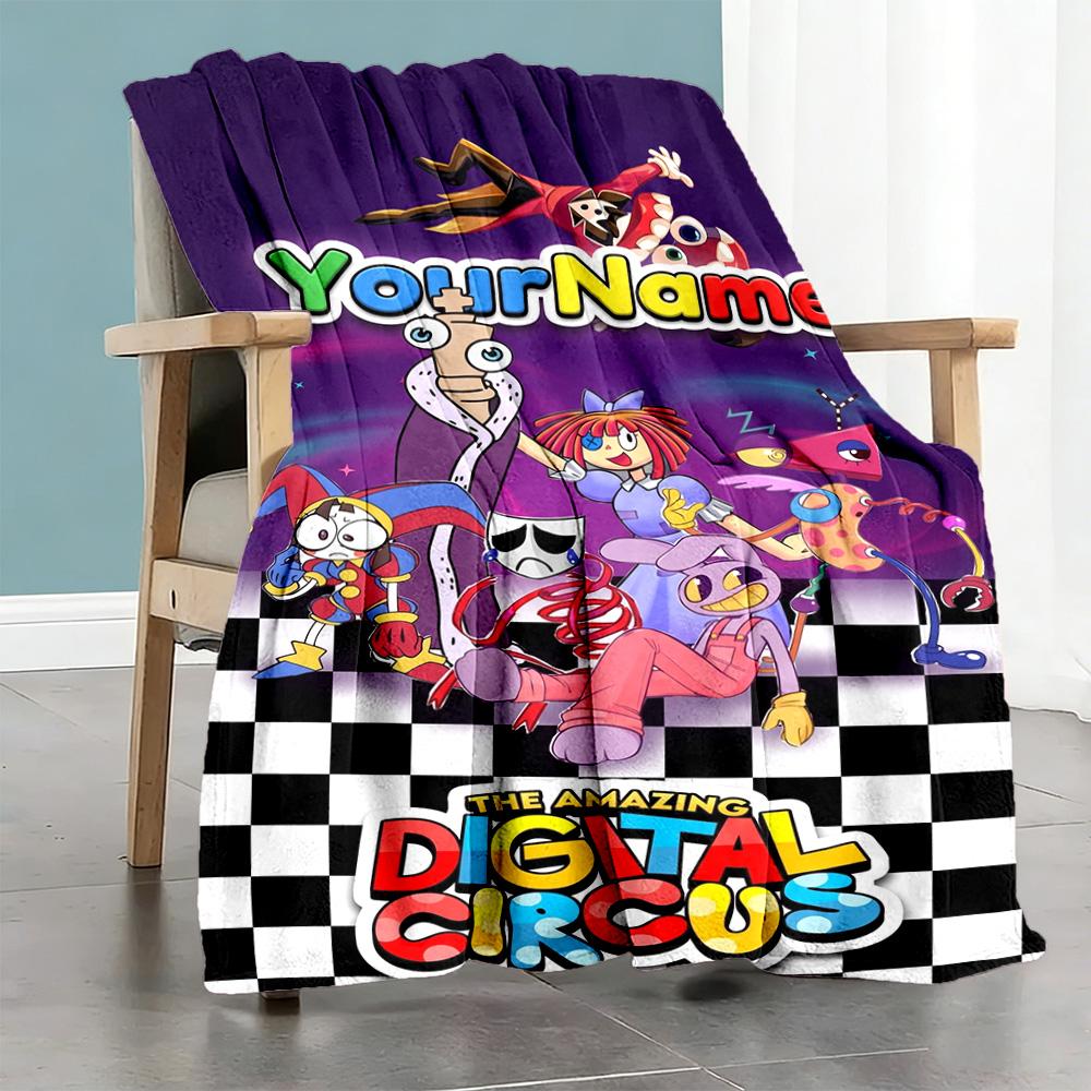 Digital Circus Customize Your Name Blanket Multi-purpose Personalized Blanket Durable Comfort Perfect for Sofa Livingroom Chair Office Chair