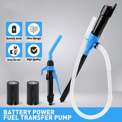 Portable Battery Powered Transfer Pump Motorcycle Car Gas Oil Pump With Flow Control Nozzle Liquid  Gasoline Pump Filter Design