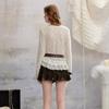 UNIFREE Slim-Fit Cowl Neck Ruffle Tee with Belt