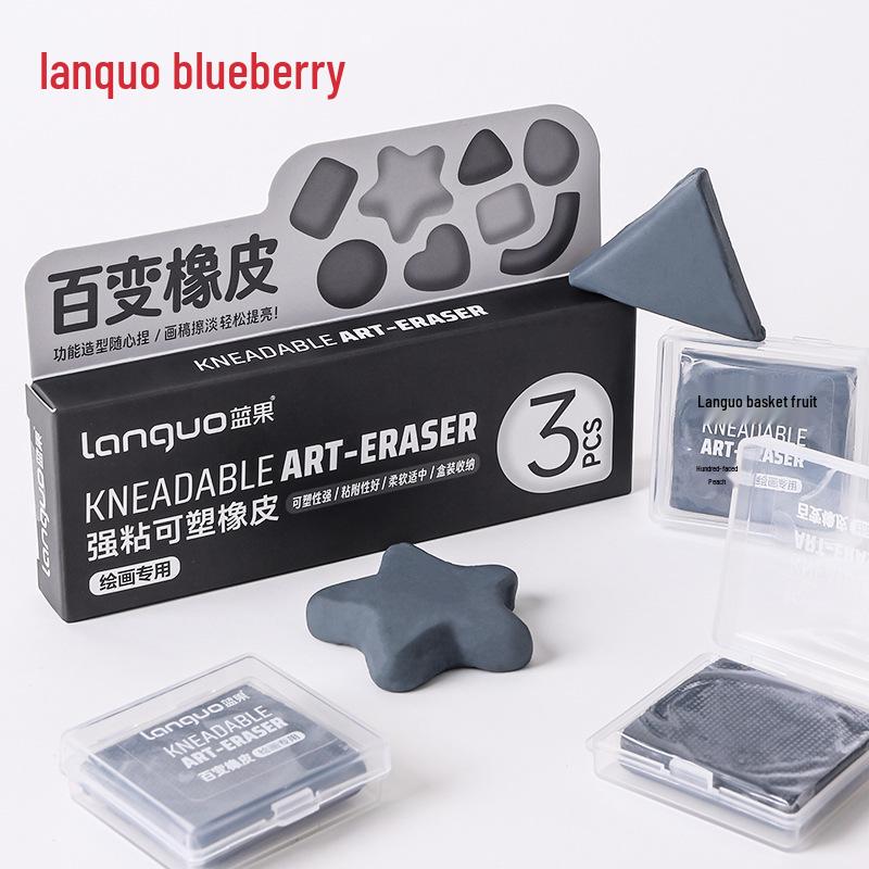 Blue Fruit Soft Eraser: Versatile, Strong Adhesion, Malleable, Crumble-Free, Non-Toxic, Ideal for Students and Fine Arts.