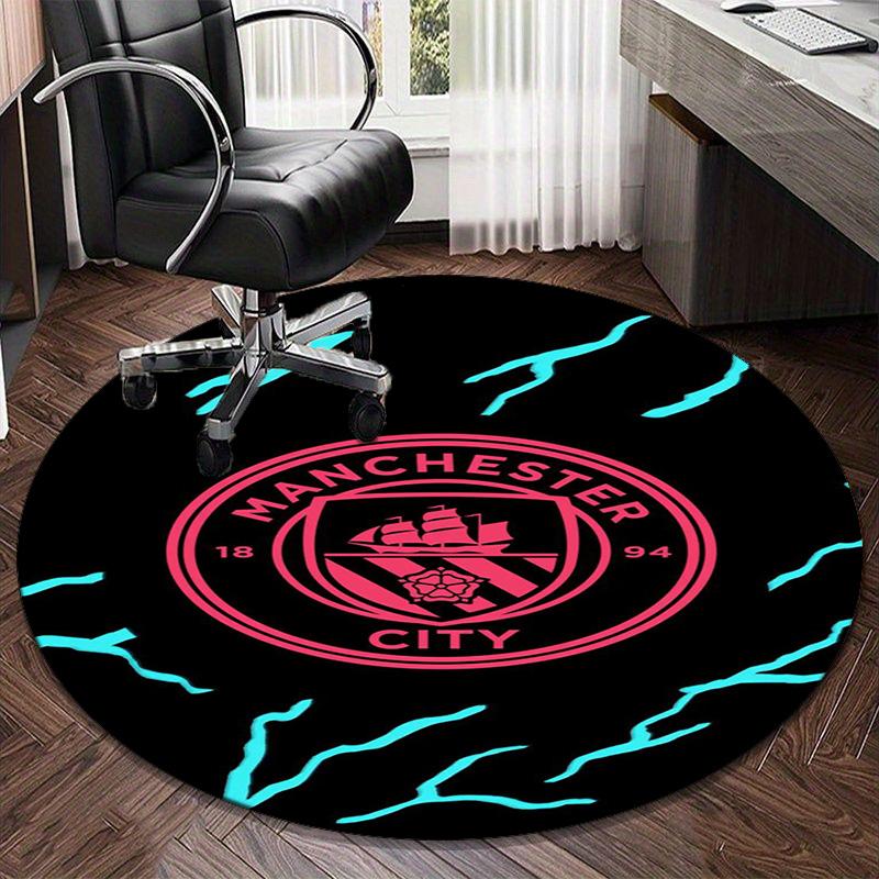 1PC round rug City Football Club Printed Round Area Rug ,Rug For Home Office, Round Chair Rug, Decorative Carpet Fan gifts Christmas gift