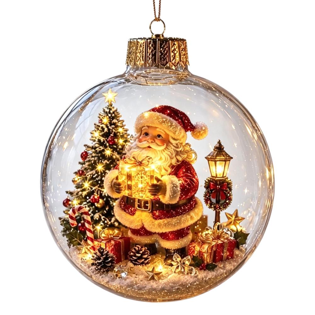 Decorazioni Luminose per la Storia di Natale 2026 Fai da te Nuovo Babbo Natale Pupazzo di Neve Alce Sfera di Cristallo con Polvere d'Oro Decorazione 1pz 2026